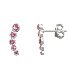 earrings 5 glasstones pink silver 925