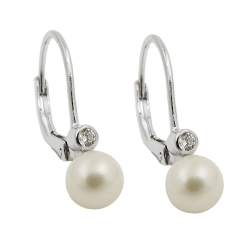 earring leverback with pearl silver 925