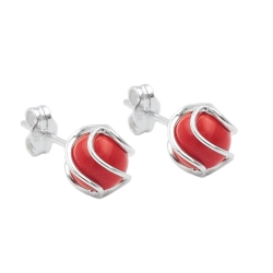 earrings reconstructed coral silver 925