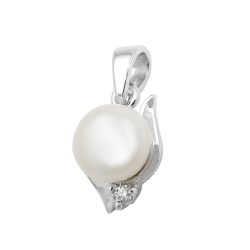 pendant, fresh water pearl, silver 925