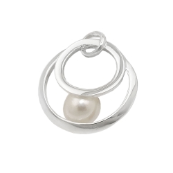 pendant circle with pearl, silver 925