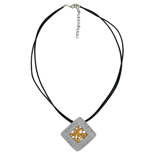 necklace, square, silver-gold, 45cm