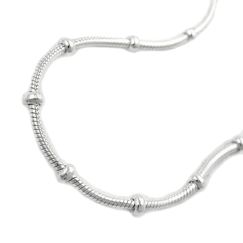 bracelet 1mm round snake chain with balls symmetrical silver 925 19cm