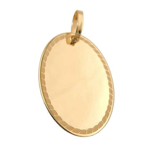 engraving pendant, oval, 9K GOLD
