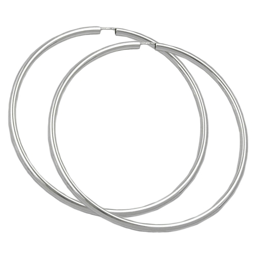 hoop earrings, 70mm, silver 925