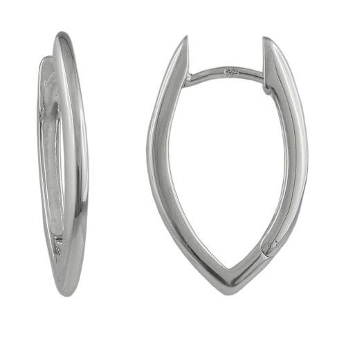 hoop earring, pointed-oval, silver 925