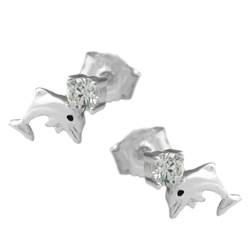 Animal studs with stone Silver 925