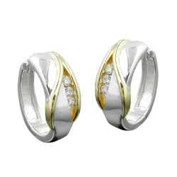 Hoop earrings with stone Silver 925